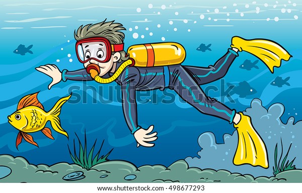 Diving Stock Vector (Royalty Free) 498677293