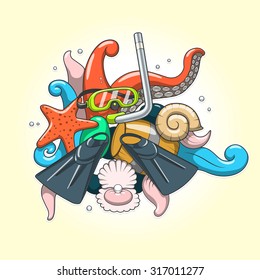 Diving abstraction vector illustration
