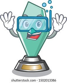 Diving acrylic trophy isolated with the mascot