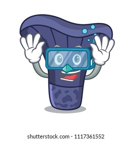 Diving actarius indigo mushroom character cartoon