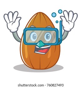Diving almond nut character cartoon