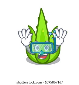 Diving aloevera character cartoon style