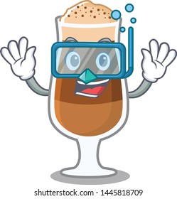 Diving americano cafe isolated with the mascot