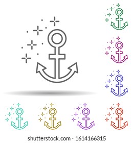 Diving anchor in multi color style icon. Simple thin line, outline vector of diving icons for ui and ux, website or mobile application