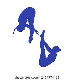 diving athlete or gymnasts silhouettes on a white background