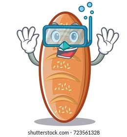 Diving baked bread character cartoon