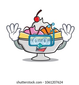 Diving banana split character cartoon