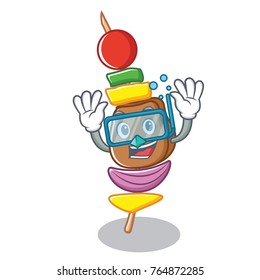 Diving barbecue character cartoon style