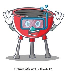 Diving Barbecue Grill Cartoon Character