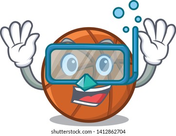 Diving basket ball above the cartoon table