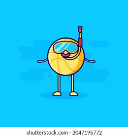 diving basket ball cute character mascot