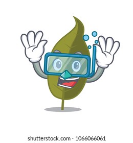 Diving bay leaf character cartoon