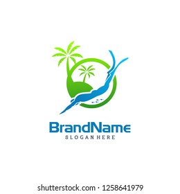 Diving Beach Logo Template