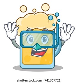 Diving beer character cartoon style
