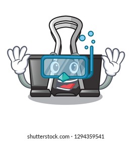 Diving binder clip isolated on the cartoon