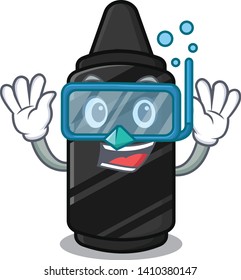 Diving black crayon in the character shape