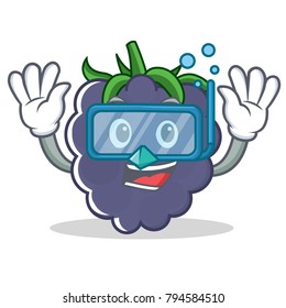 Diving blackberry character cartoon style
