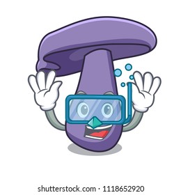 Diving blewit mushroom character cartoon