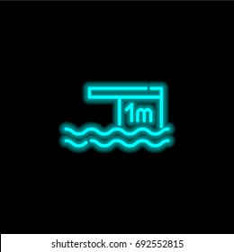 Diving blue glowing neon ui ux icon. Glowing sign logo vector