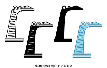 Diving Board Vector Illustration Silhouette Bundle