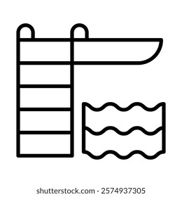 Diving board Vector Line Icon Design