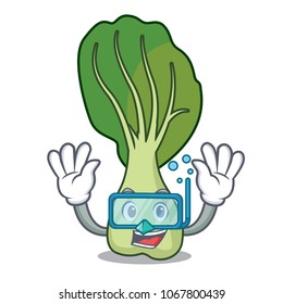 Diving bok choy character cartoon