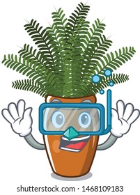 Diving boston fern isolated with the character