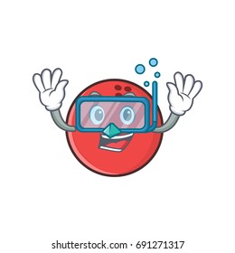 Diving bowling ball character cartoon