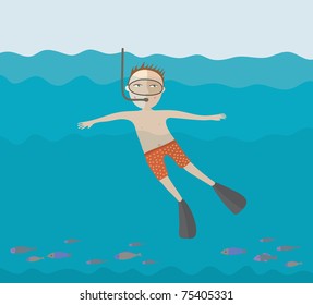 The diving boy. Vector illustration