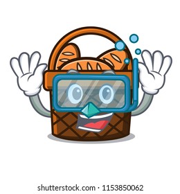 Diving bread basket character cartoon