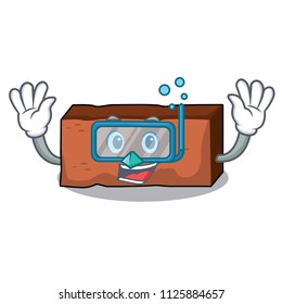 Diving brick character cartoon style Diving brick character cartoon style