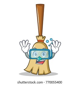 Diving broom character cartoon style