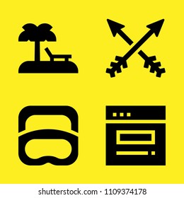 diving, browser, beach and arrows vector icon set. Sample icons set for web and graphic design