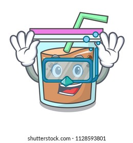 Diving bubble tea character cartoon