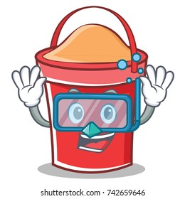 Diving bucket character cartoon style