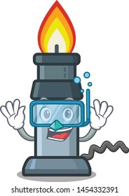 Diving bunsen burner in the mascot shape