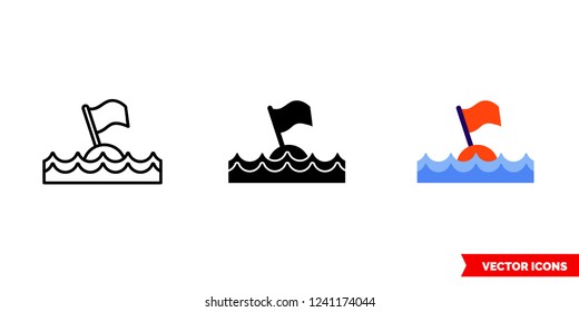 Diving buoy icon of 3 types: color, black and white, outline. Isolated vector sign symbol.