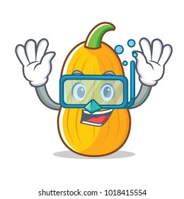 Diving butternut squash character cartoon