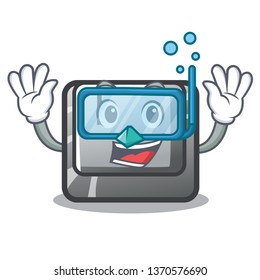 Diving button F isolated in the mascot