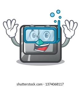 Diving button N isolated with the cartoon