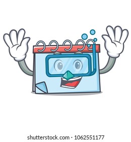 Diving calendar character cartoon style