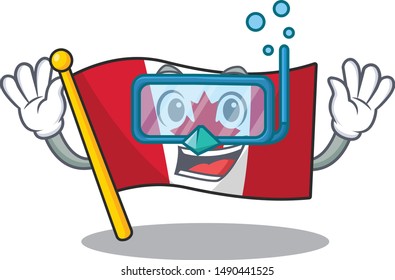 Diving canadian flag fluttering on mascot pole