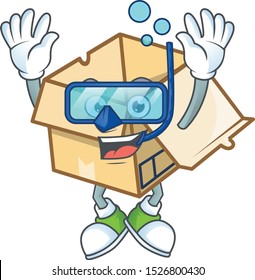 Diving cardboard open with character mascot shape