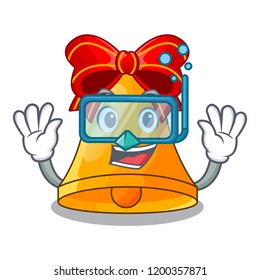 Diving cartoon christmas bells with red bow