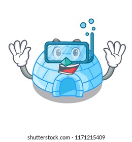 Diving cartoon dome igloo ice house snow