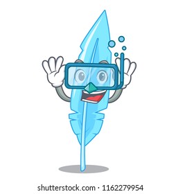 Diving cartoon feather for writing