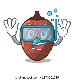 Diving cartoon fruit mauritia flexuosa of America