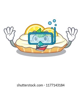 Diving cartoon lemon cake with lemon slice