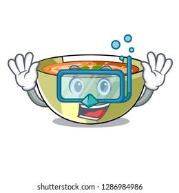 Diving Cartoon lentil soup ready to served