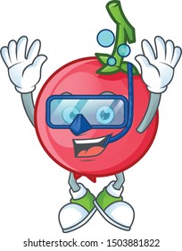 Diving cartoon lovi lovi fruit with mascot